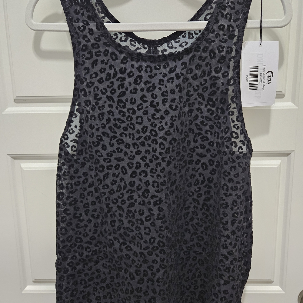 ZYIA Black and Gray Leopard Tank Top